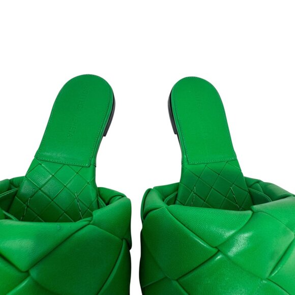 Bottega Veneta Nappa Maxi Intrecciato Lido Flat Sandals Green Size 37.5 7.5 - Picture 8 of 13